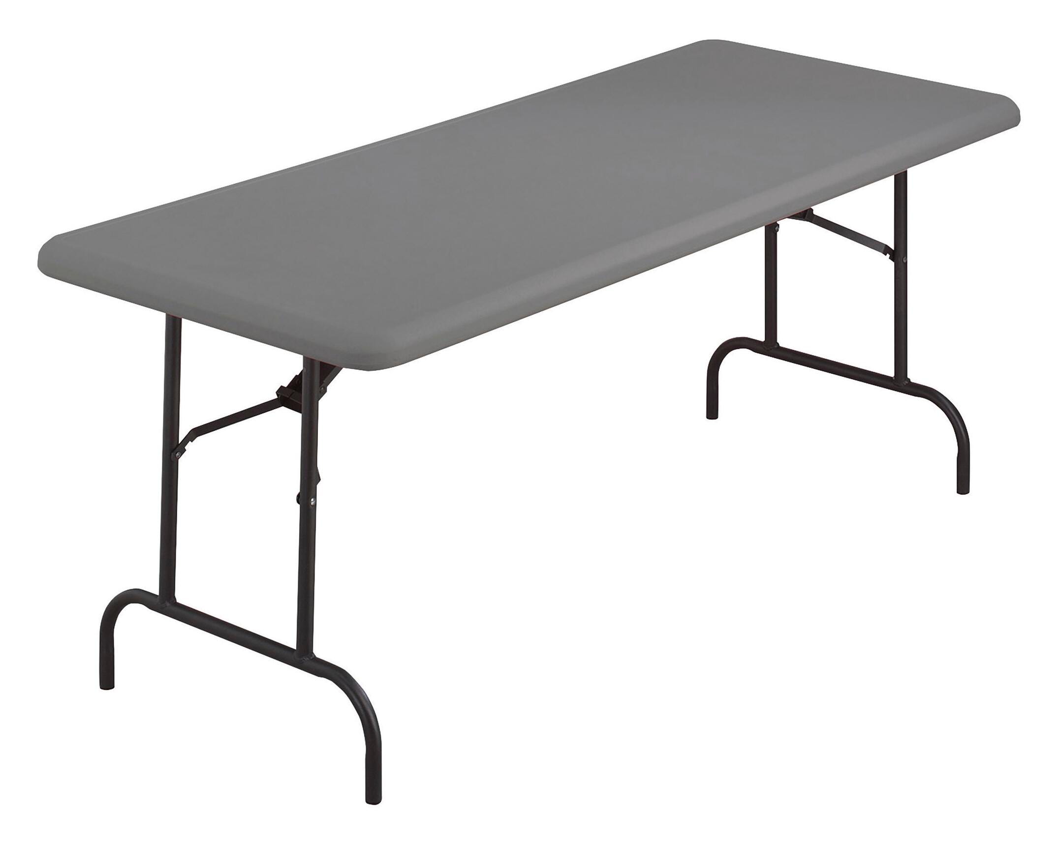 Iceberg IndestrucTable Folding Table, Charcoal, 60 x 30 x 29 Inches